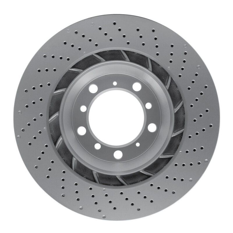 Porsche 718 Cayman Brake Rotor (1) - Left Rear - R1 Concepts - Drilled GeoSPEC Coated - `16-`23